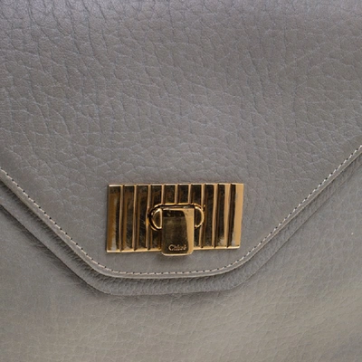 Pre-owned Chloé Grey Pebbled Leather Medium Sally Flap Shoulder Bag