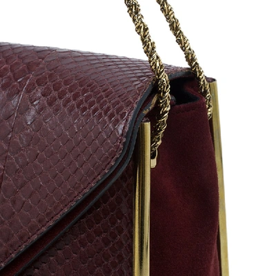 Pre-owned Chloé Burgundy Python Medium Sally Shoulder Bag In Red