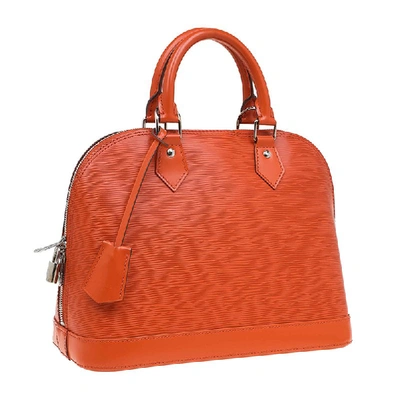 Pre-owned Louis Vuitton Piment Epi Leather Alma Pm Bag In Orange