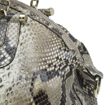 Pre-owned Gucci Beige Python Pop Bamboo Top Handle Bag