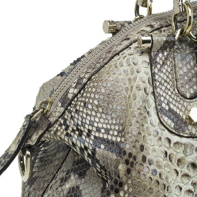 Pre-owned Gucci Beige Python Pop Bamboo Top Handle Bag