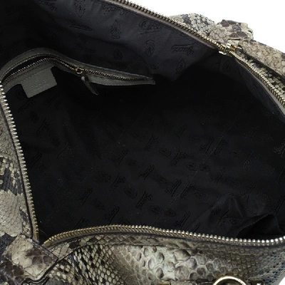 Pre-owned Gucci Beige Python Pop Bamboo Top Handle Bag