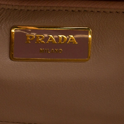 Pre-owned Prada Blush Pink/burgundy Saffiano Lux Leather Pyramid Frame Top Handle Bag