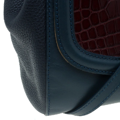 Pre-owned Fendi Tri Color Croc And Leather Silvana Shoulder Bag In Multicolor
