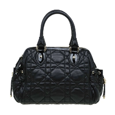 Pre-owned Dior Black Cannage Quilted Leather Satchel