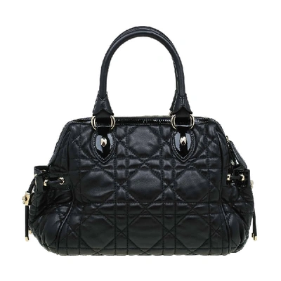 Pre-owned Dior Black Cannage Quilted Leather Satchel