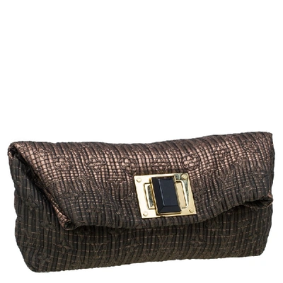Pre-owned Louis Vuitton Bronze Monogram Jacquard Limited Edition Altair Clutch In Metallic