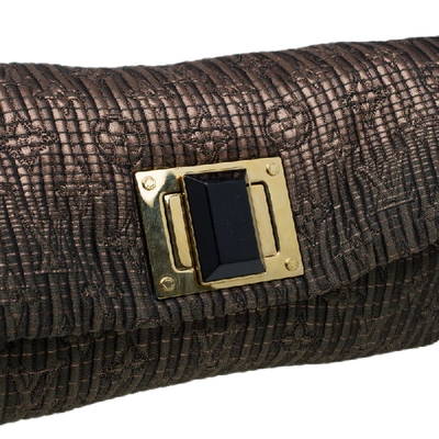 Pre-owned Louis Vuitton Bronze Monogram Jacquard Limited Edition Altair Clutch In Metallic