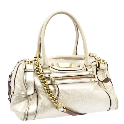 Pre-owned Dolce & Gabbana Gold Leather Miss Easy Way Boston Bag