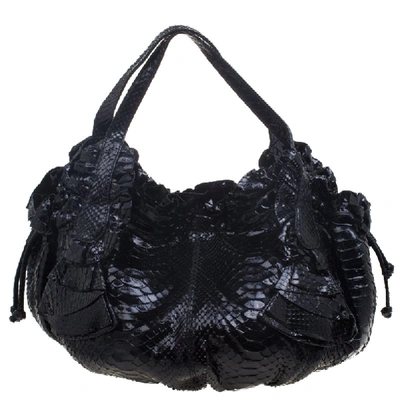 Pre-owned Valentino Garavani Black Python Hobo