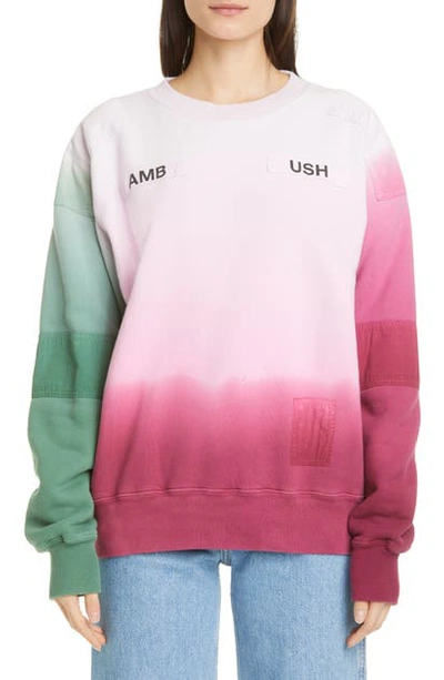 Shop Ambush Dip Dye Patchwork Sweatshirt In Pink Multi