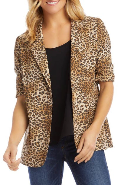 Shop Karen Kane Leopard Print Ruched Sleeve Jacket