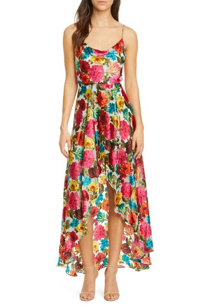 Shop Alice And Olivia Christina Floral High/low Dress In Just Bloom-lg Mint