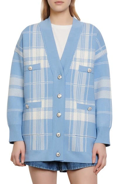 Shop Sandro Jeck Oversize Cardigan In Sky Blue