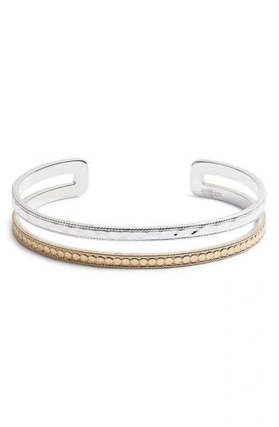 Shop Anna Beck Mixed Double Band Cuff In Gold/ Silver