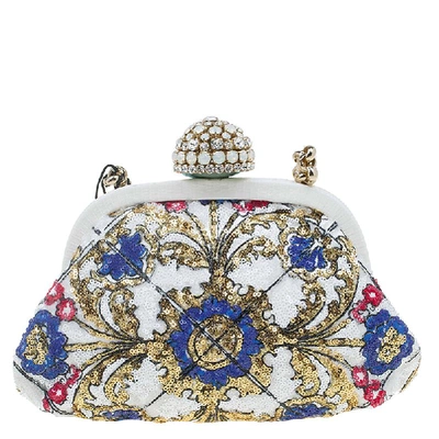 Pre-owned Dolce & Gabbana Multicolor Sequins Frame Convertible Clutch