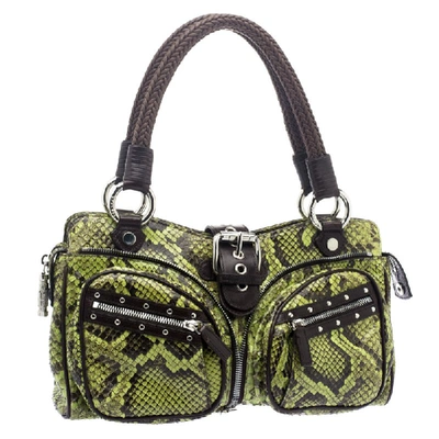 Pre-owned Versace Green Python Shoulder Bag