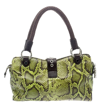 Pre-owned Versace Green Python Shoulder Bag