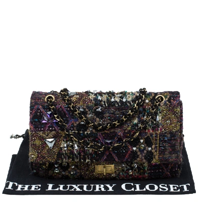 Pre-owned Chanel Multicolor Lesage Tweed Jewel Encrusted Reissue 2.55 Classic 228 Flap Bag