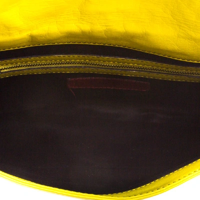 Pre-owned Valentino Garavani Fluorescent Yellow Leather Petale Shoulder Bag