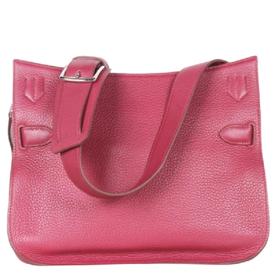 Pre-owned Hermes Ruby Taurillon Clemence Leather Jypsiere 31 Bag In Pink