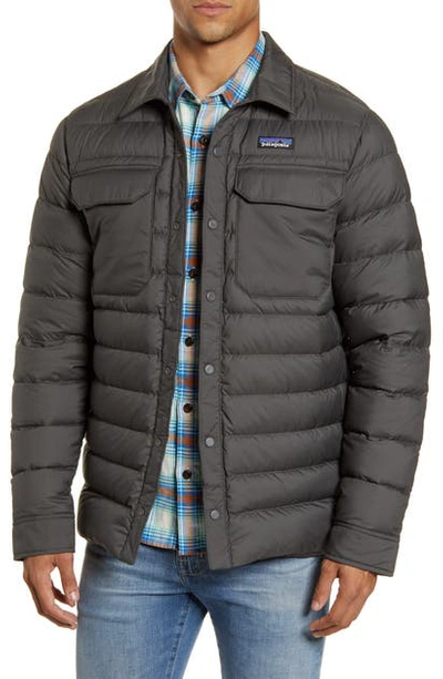 Shop Patagonia Silent Water Repellent 700-fill Power Down Shirt Jacket In Forge Grey