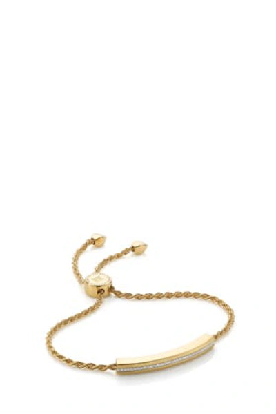 Shop Monica Vinader Linear Diamond And Chain Bracelet In Metallic