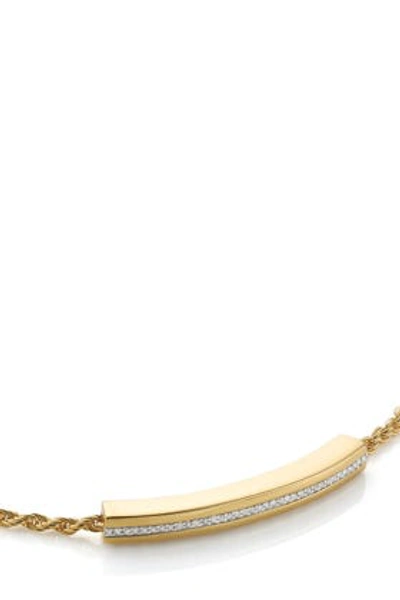Shop Monica Vinader Linear Diamond And Chain Bracelet In Metallic