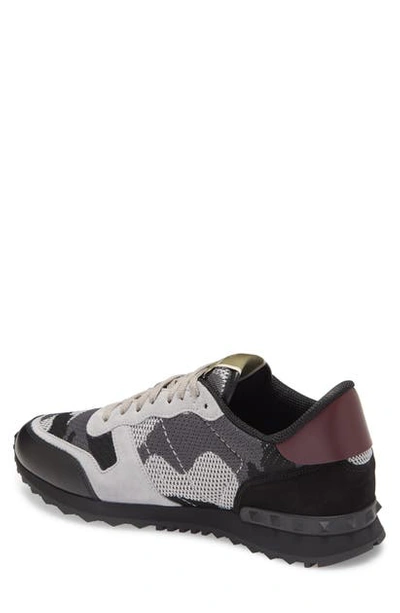 Shop Valentino Nylon Rockrunner Sneaker In Grey / Black