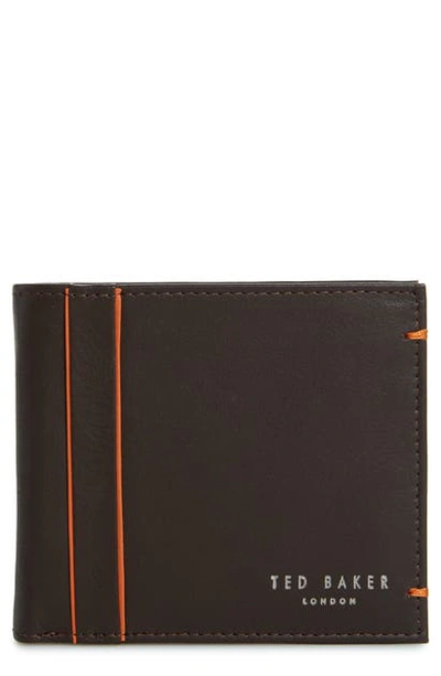 Shop Ted Baker Passing Leather Wallet In Brown Chocolate