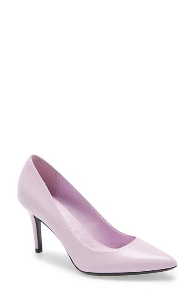Shop Calvin Klein 'gayle' Pointy Toe Pump In Stone Pink Leather