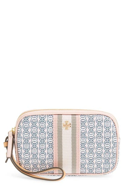 Shop Tory Burch Gemini Link Canvas Wristlet In Coastal Pink Gemini Link