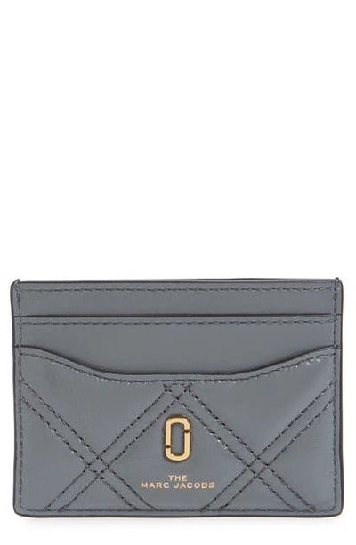 Shop The Marc Jacobs Quilted Leather Card Case In Dark Grey