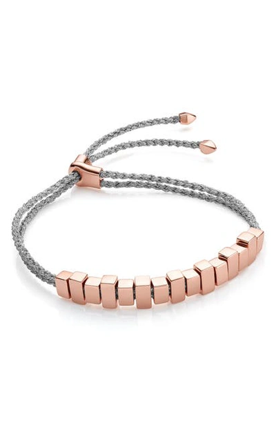 Shop Monica Vinader Linear Ingot Friendship Bracelet In Rose Gold/ Silver