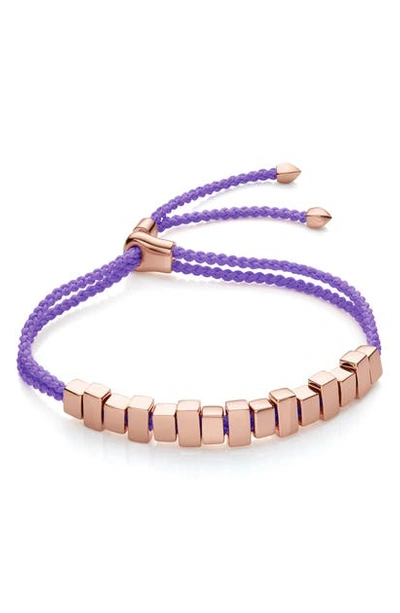 Shop Monica Vinader Linear Ingot Friendship Bracelet In Rose Gold/ Lavander