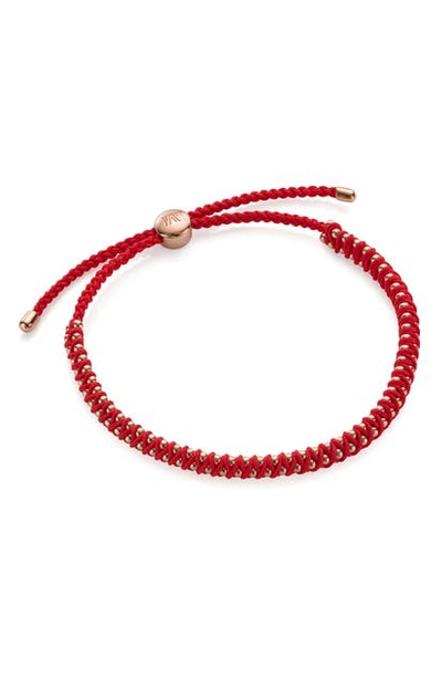 Shop Monica Vinader Mini Rio Friendship Bracelet In Rose Gold/ Coral