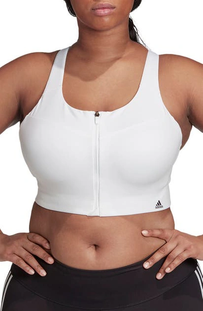Shop Adidas Originals Ultimate Zip Front Sports Bra In White