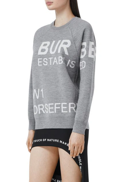 Shop Burberry Horseferry Intarsia Merino Wool Blend Sweater In Grey Melange