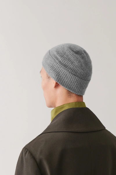 Shop Cos Knitted Cashmere Hat In Grey