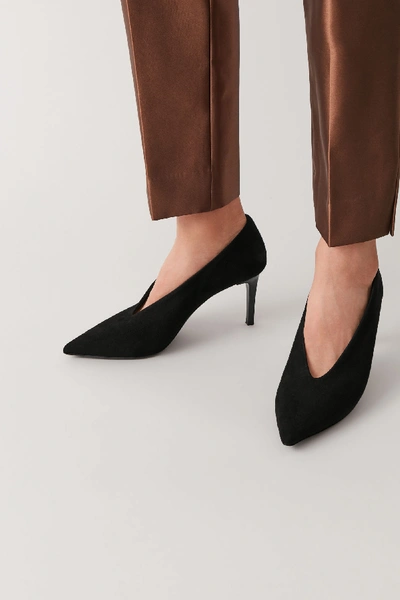 Shop Cos Pointed Suede Heels In Black