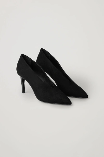 Shop Cos Pointed Suede Heels In Black