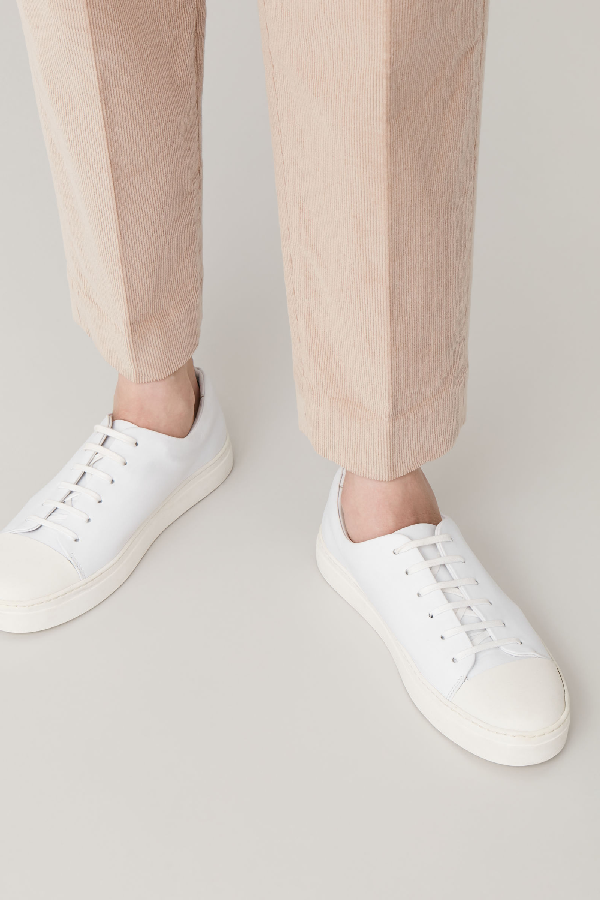 cos thick soled leather sneakers