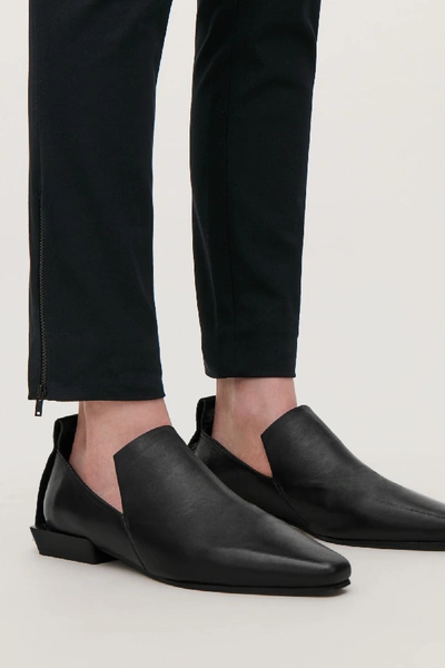 Shop Cos Pointed Leather Loafers In Black