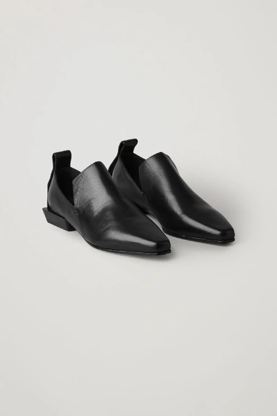 Shop Cos Pointed Leather Loafers In Black