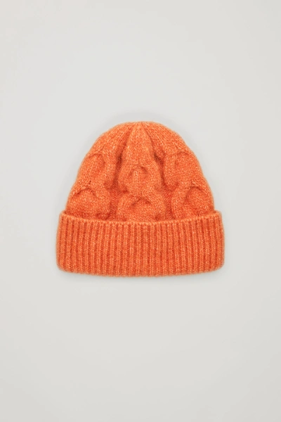 Shop Cos Alpaca-yak Wool Mix Cable Hat In Orange