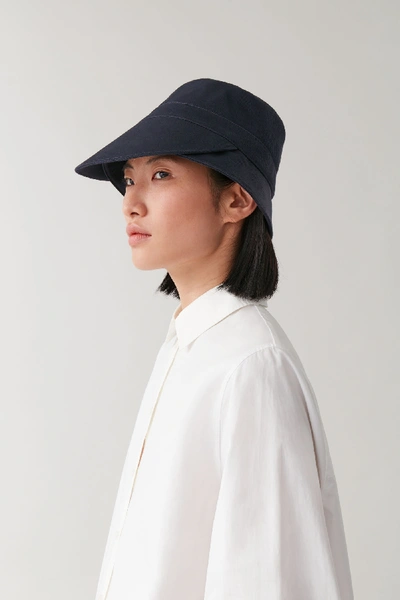 Cos Cotton Bucket Visor Hat In Blue | ModeSens