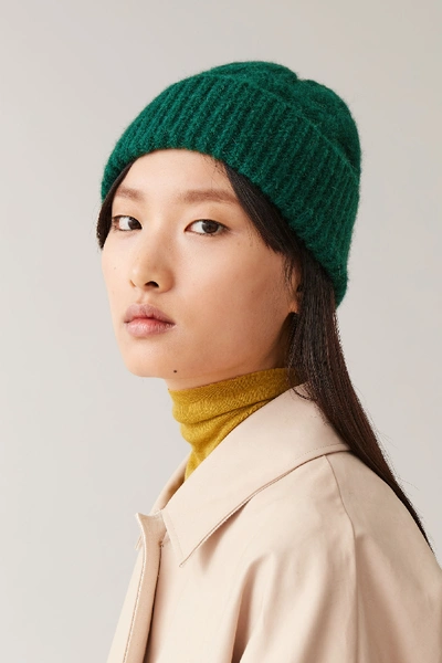 Shop Cos Alpaca-yak Wool Mix Cable Hat In Green