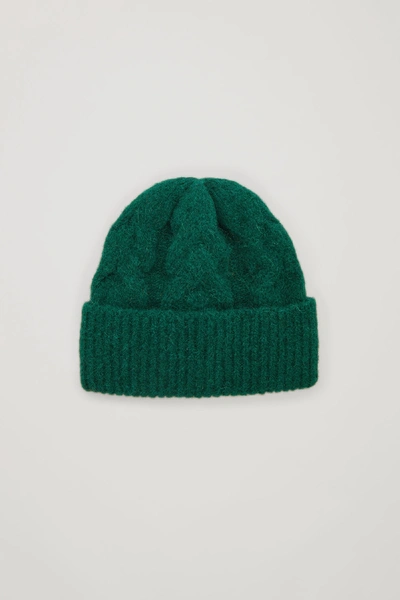 Shop Cos Alpaca-yak Wool Mix Cable Hat In Green