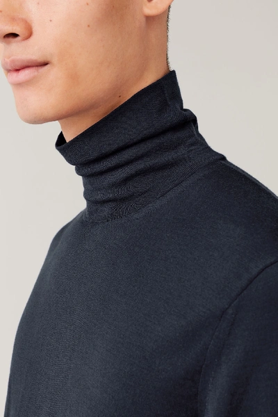 Shop Cos Merino Wool Turtleneck Jumper In Blue