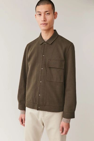 Shop Cos Jersey Twill Shirt Jacket In Brown